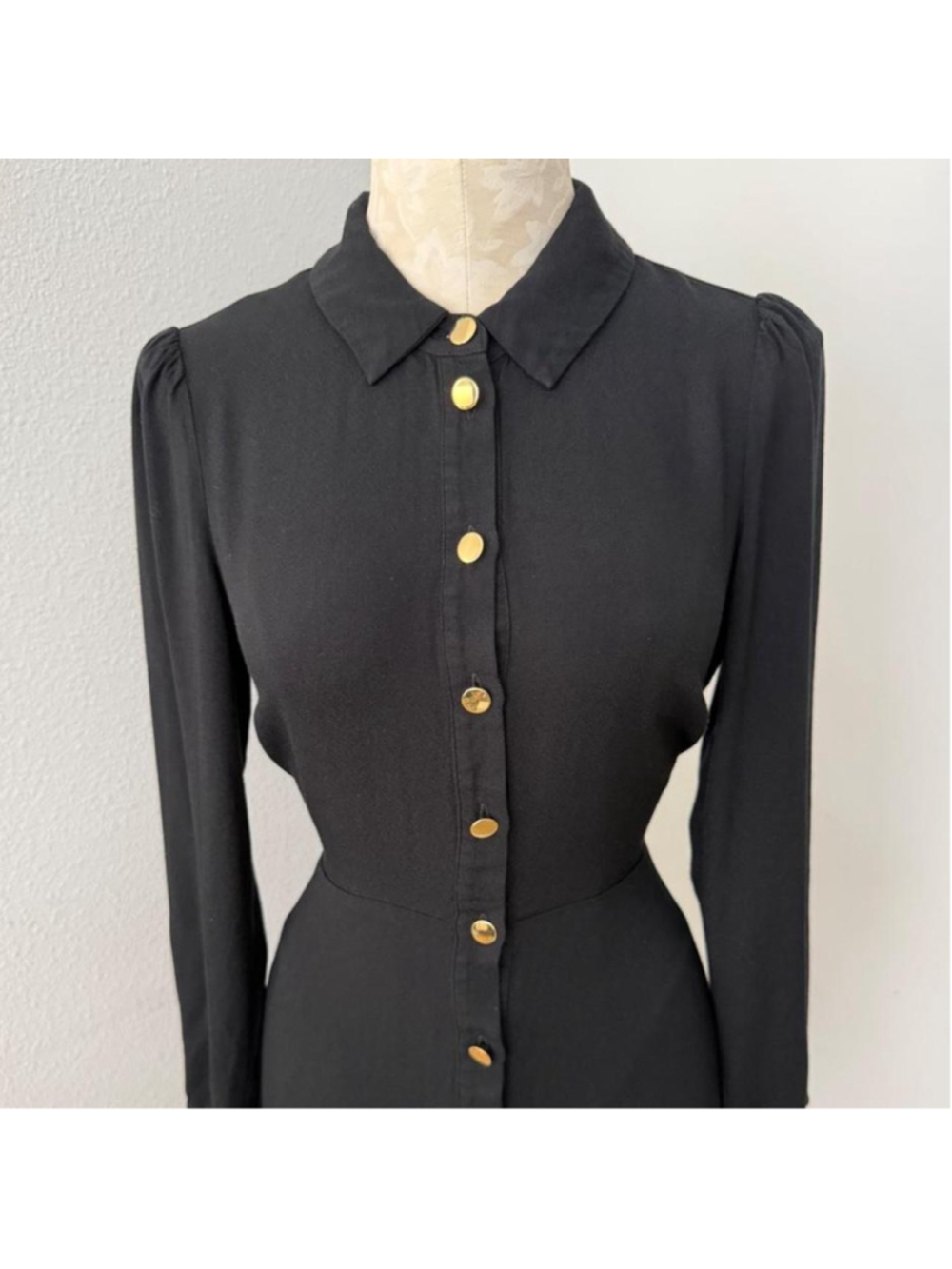 Reformation Black Hugh Mini Dress - Size 6 - Picture 4 of 8